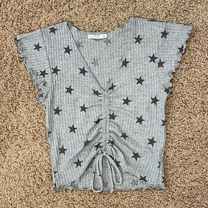 Star Baby Tee that's Cropped, Ribbed, and Cinched